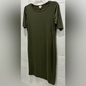 LuLaRoe Olive Short Sleeve Knee Length T Shirt Dress Size Large